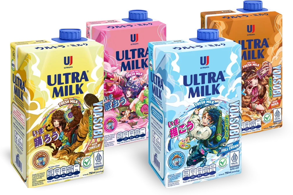 Four special-edition Ultra Milk x YOASOBI packs